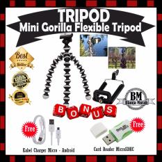 EXTRA HADIAH !! Flexible Mini Tripod For Camera / Smartphone Plus Holde U - GRATIS Kabel Charger Casan Micro Android & Card Reader MicroSD