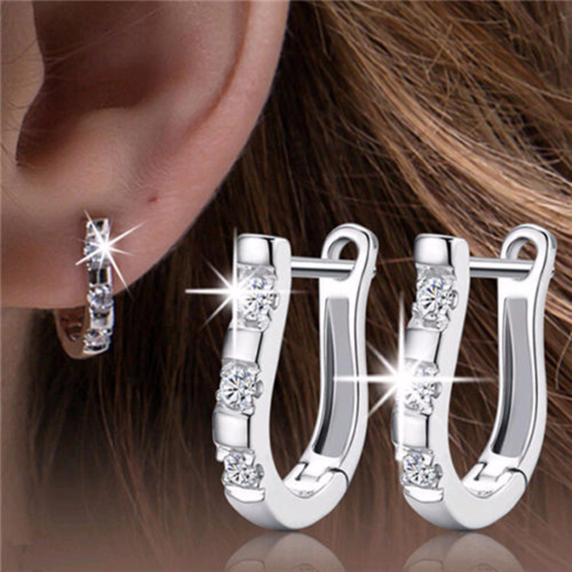 Fancyqube Perak Anting Tindik Bunga Kristal Warna untuk Wanita, China Pernikahan Cinta Subang-Internasional