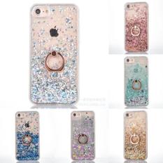 Fantastis Bunga Baru Populer Cair Diamond Lumpur Casing Ponsel untuk Dinamis Lembut TPU Transparan Sisi + Gesper Kembali-Emas- iPhone 7 Plus-Intl