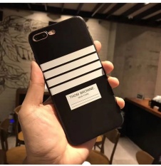 Fashion Garis Hitam dan Putih untuk IPhone 6 6 S Plus Case Soft TPU Cover Case-Internasional