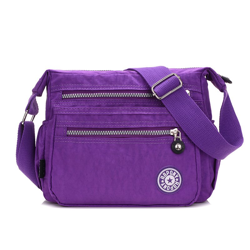 Fashion Klasik Wanita Sarung Bahu Tahan Air Nylon Tas Selempang Tubuh Sarung-anggur Violet