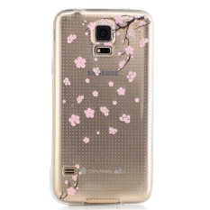 Fashion Motif Bunga Plum Slim Pelindung Kulit Lembut TPU Cover Penyangga Casing Ponsel untuk Samsung Galaxy S5 SV/S5 Neo SM-G903F (5.1 