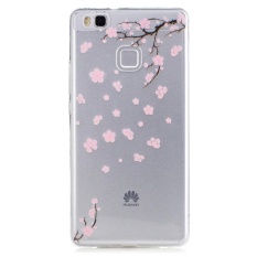 Fashion Plum Pola Bunga Slim Pelindung Kulit Soft TPU Cover Buffer Phone Case untuk Huawei P9 Lite (5.2