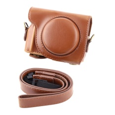 Mode Pu Sarung Kamera Kulit Tas dengan Bahu Strapfor Canon G9X (Cokelat)-Intl