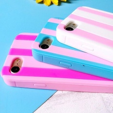 Modis GARIS Telepon Case untuk iPhone 5 6 6 S 7 Plus Lembut Silikon Sarung Warna: Merah Muda Model: iPhone 7