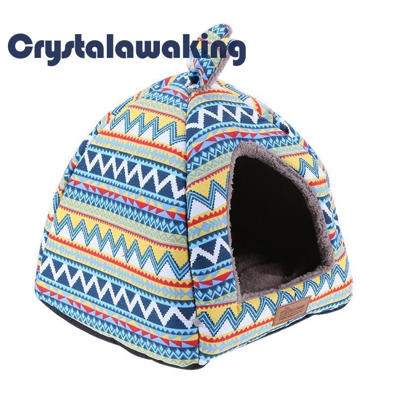 【Crystalawaking】Fashion Striped Removable Cover Mat Rumah Anjing Tidur Musim Dingin Hangat PET BED-Intl