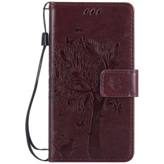 Fashion Pohon Pelindung Berdiri Dompet Kredit Dompet Kartu ID Pemegang Magnetic Flip Folio Pelindung Ponsel Lunak Tpu Kulit PU Ultra Ramping Cocok Case Tutup untuk Nokia Lumia 650-Intl