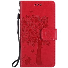 Fashion Pohon Pelindung Berdiri Dompet Dompet Kartu Kredit Pemegang Magnetic Flip Folio TPU Soft Bumper PU Leather Ultra Slim Fit Case Cover untuk Nokia Lumia 650-Intl