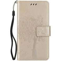 Fashion Pohon Pelindung Berdiri Dompet Kredit Dompet Kartu ID Pemegang Magnetic Flip Folio Pelindung Ponsel Lunak Tpu Kulit PU Ultra Ramping Cocok Case Tutup untuk Nokia Lumia 650-Intl