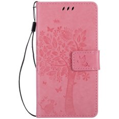 Fashion Pohon Pelindung Berdiri Dompet Kredit Dompet Kartu ID Pemegang Magnetic Flip Folio Pelindung Ponsel Lunak Tpu Kulit PU Ultra Ramping Cocok Case Tutup untuk Nokia Lumia 650-Intl