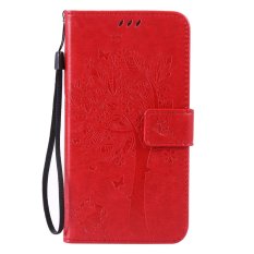 Fashion Pohon Pelindung Berdiri Dompet Kredit Dompet Kartu ID Pemegang Magnetic Flip Folio Pelindung Ponsel Lunak Tpu Kulit PU Ultra Ramping Cocok Case Cover untuk samsung GALAXY J7/J700F/J700H-Intl
