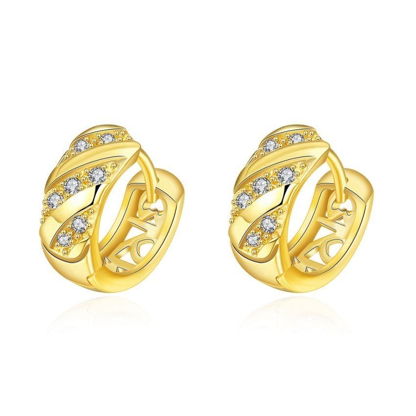 Fashion Wanita Baru Hoop Earring Pierced Perak Crystal Rhinestone Menjuntai Kancing Telinga Klip Earrings-Intl