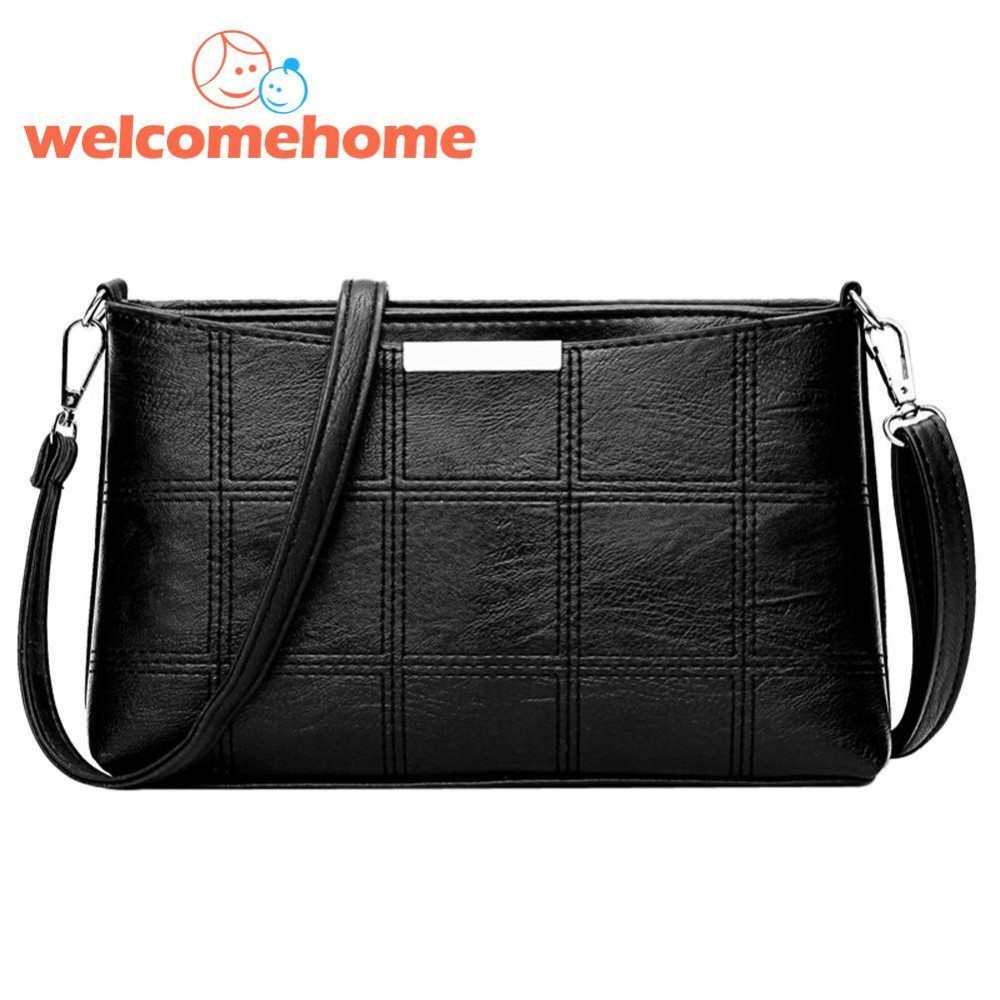 Fashion Wanita Korea Tas PU Plaid Messenger Bag Crossbody Shoulder Bags-Intl