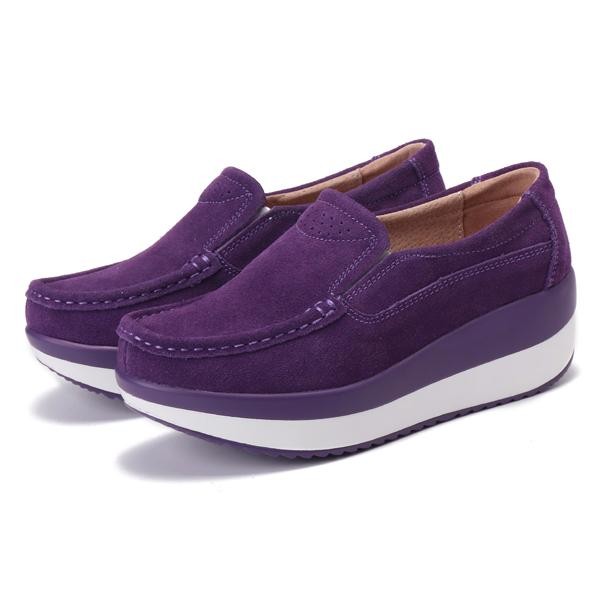 Modis Wanita Ukuran Besar Rocker Tunggal Kasual Suede Wedge Sepatu-Internasional