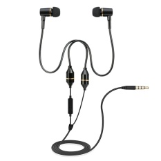 FC12 Stereo Musik Headset Air Tube 3.5mm Anti-radiasi Earphone In-Ear Headphone Radiasi Free Noise Reduction Line Control dengan MIC Hitam untuk Smart Phones Desktop Notebook Tablet PC-Intl