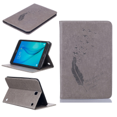 Feather PU Leather Case Flip Wallet Stand Cover for Samsung Galaxy Tab A 8.0 T350 (Grey)