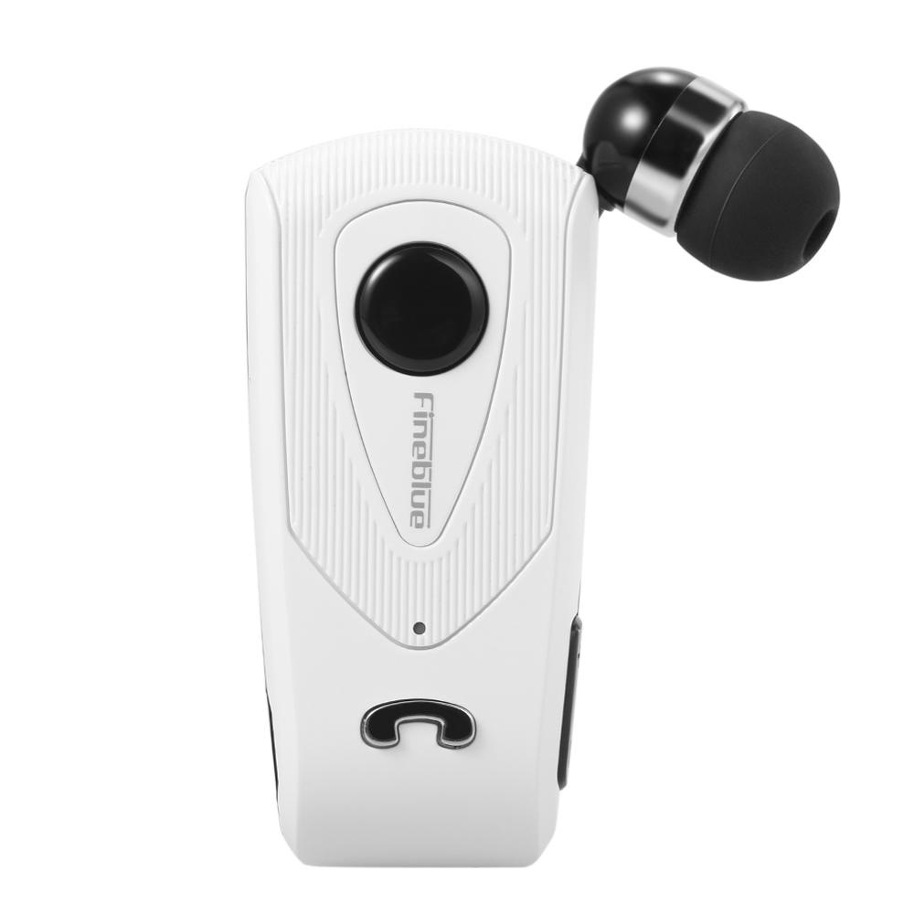 FineBlue F930 Clip-on Bluetooth 4.1 Headphone Earphone Dalam Kuping Kable Dapat Ditarik Headset Stereo Musik Panggilan Bebas Genggam Multi Titik Putih untuk Perangkat Berkemampuan Bluetooth-Intl