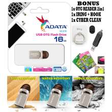 Flashdisk Otg Tipe C Adata UC370 16gb Usb 3.0 Super Speed - Silver + Gratis Iring+Hook + Cyber Clean + Otg Reader 2in1