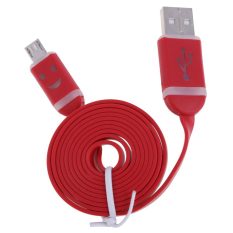 Cahaya Wajah Senyum Datar Micro USB Data Sync Charger Cable untuk Samsung Merah