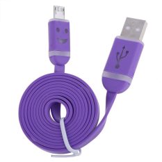 Cahaya Wajah Senyum Datar Sinkronisasi Data USB Kabel Charger untuk Samsung Ungu