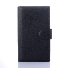 Flip Leather Case Dibangun Di Slot Kartu untuk Microsoft Lumia 435 Hitam-Internasional