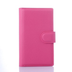 Flip Leather Case Dibangun Di Slot Kartu untuk Microsoft Lumia 435 Rose Red-Intl