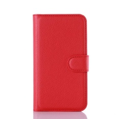 Flip Leather Case Dibangun Di Slot Kartu untuk Microsoft Lumia 550 Merah-Internasional