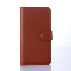 Flip Leather Case Dibangun Di Slot Kartu untuk Microsoft Lumia 640 Brown-Intl