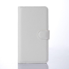 Flip Leather Case Dibangun Di Slot Kartu untuk Microsoft Lumia 640 Putih-Internasional
