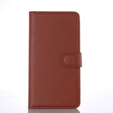 Flip Leather Case Dibangun Di Slot Kartu untuk Microsoft Lumia 850 Brown-Intl