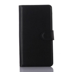 Flip Leather Case Dibangun Di Slot Kartu untuk Microsoft Lumia 950 Hitam-Internasional