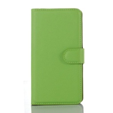 Flip Leather Case Dibangun Di Slot Kartu untuk Microsoft Lumia 950 Hijau-Internasional