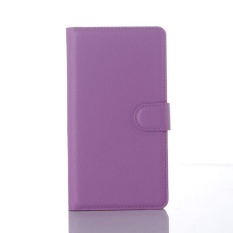 Flip Leather Case Dibangun Di Slot Kartu untuk Microsoft Lumia 950XL Ungu-Intl