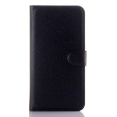 Flip Leather Case Dibangun Di Slot Kartu untuk ZTE AXON LUX Hitam-Intl
