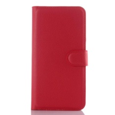 Flip Leather Case Dibangun Di Slot Kartu untuk ZTE AXON Lux Red-Intl