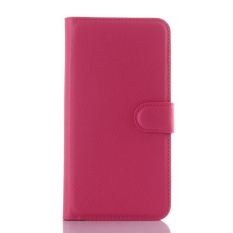 Flip Leather Case Built In Card Slot For ZTE Axon Lux Rose Red - intl