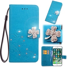 Flip Style Fashion Lucky Clover Pola (PU Kulit dan TPU) Stan Fungsi Pelindung Dompet Bling Phone Case untuk Xiaomi Redmi 4A (5.0 Cm)-Internasional