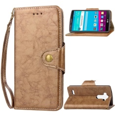 Flip Style Fashion Solid Warna Nostalgia Phone Cover (kulit PU dan TPU) Stan Fungsi Pelindung Dompet Ponsel Case untuk LG G4-Intl