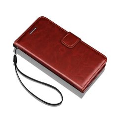 Flip Wallet Leather Case untuk Samsung Galaxy Note 4 Note4 N9100 dengan Kartu Slot Bingkai Foto Crazy Horse Stand Cover Telepon Klasik Bags-(Brown) -Intl