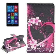 Bunga dan Jantung Pola Kulit Case dengan Pemegang dan Slot Kartu dan Dompet untuk Nokia Lumia 930-Intl