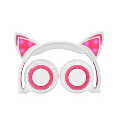 Lipat Berkedip Headphone Telinga Bercahaya Headphone Gaming Headset Musik Earphone dengan LED Light untuk PC Laptop Komputer Mobile Phone- Putih + Pink-Intl