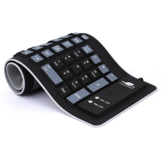 Lipat silikon Keyboard berkabel USB Keyboard tahan air ringan untuk Notebook Laptop hitam - International