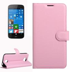 Untuk Acer Liquid Giok Primo 5.5 Inch & Liquid Giok 2 Lengkeng Tekstur Kulit Horisontal Lipat Case dengan Magnetik Gesper & Penahan & Slot Kartu & Dompet (Merah Muda) -Internasional