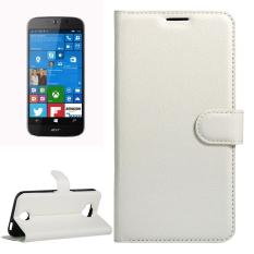 Untuk Acer Liquid Giok Primo 5.5 Inch & Liquid Giok 2 Lengkeng Tekstur Kulit Horisontal Lipat Case dengan Magnetik Gesper & Penahan & Slot Kartu & Dompet (Putih) -Internasional