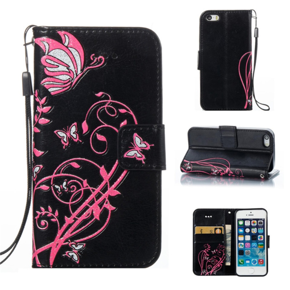 untuk Apple IPhone 5/5 S/SE Case Cover-Gaya Busana Klasik Dompet Flip Stand PU Kulit Case Ponsel-Internasional