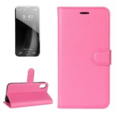 untuk IPhone 8 Lengkeng Tekstur Case Kulit Horisontal Flip dengan Pemegang dan Slot Kartu dan Dompet, Kecil Kuantitas Dianjurkan Sebelum IPhone 8 Launching (Magenta)-Intl
