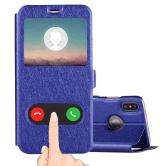 untuk IPhone 8 Sutra Tekstur Case Kulit Horisontal Flip dengan Panggilan Tampilan ID dan Sleep/Wake-up Fungsi dan Holder, Kecil Kuantitas Dianjurkan Sebelum IPhone 8 Launching (Biru Tua)-Intl