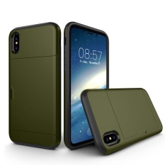 untuk IPhone 8 TPU + PC Dropproof Pelindung Penutup Belakang Case dengan Slot Kartu, Kecil Kuantitas Dianjurkan Sebelum IPhone 8 Launching (Hijau Tentara)-Intl