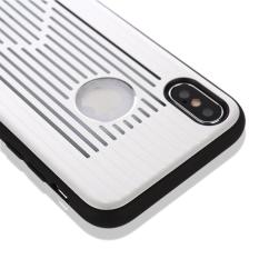 Untuk iPhone X Logam + Buah Berongga-Keluar Penuh Coverage Pelindung Sampul Belakang Case (Perak)-Internasional