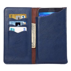 Untuk iPhone X, Samsung Galaksi S7/S6, Sony Xperia Z5, huawei P8 4.8-5.3 Inch Universal Gajah Texture Pembawa Kasus dengan Dompet & Slot Kartu (Biru) -Internasional